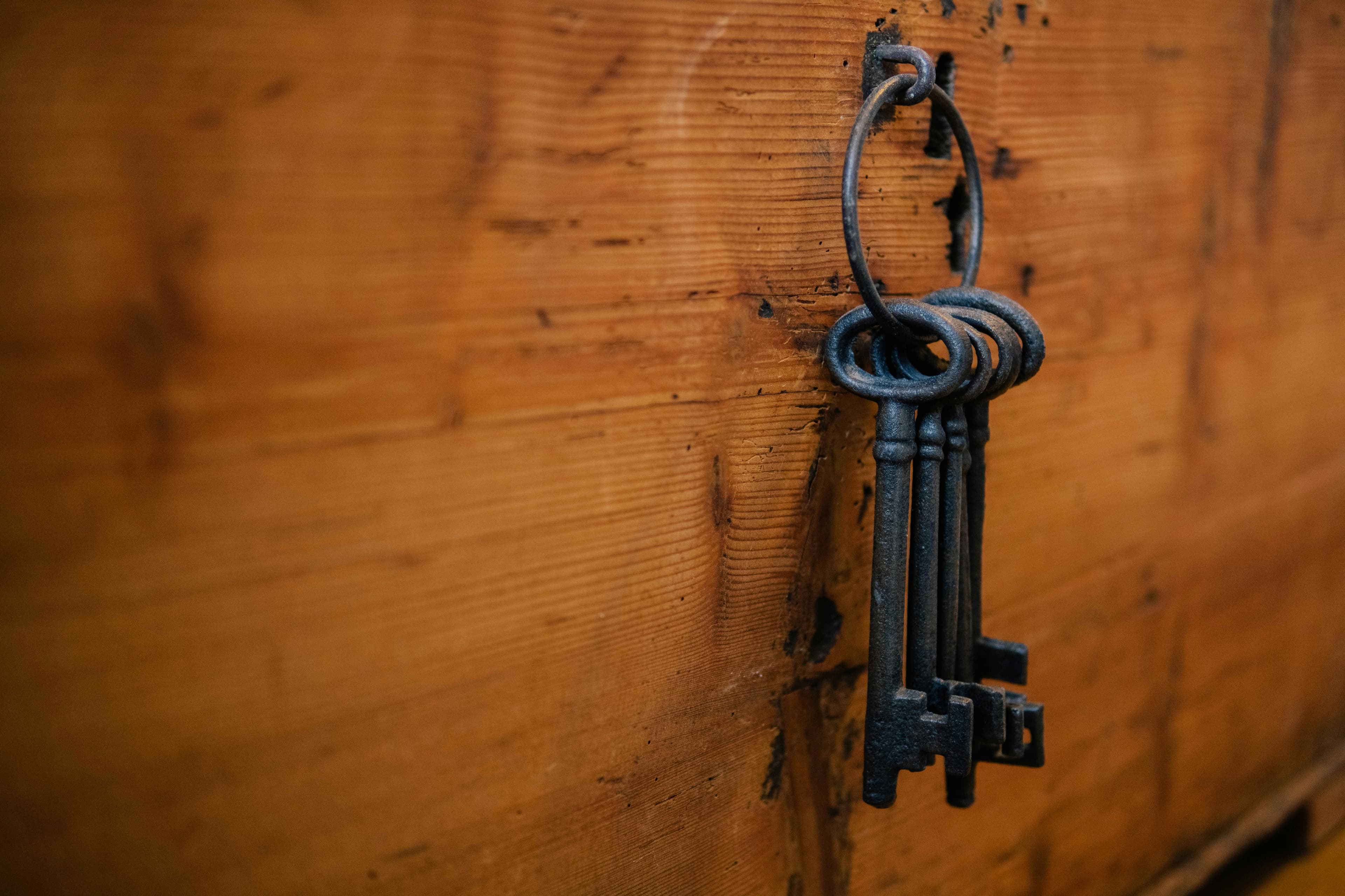 House keys resting on a table during a UK property sale