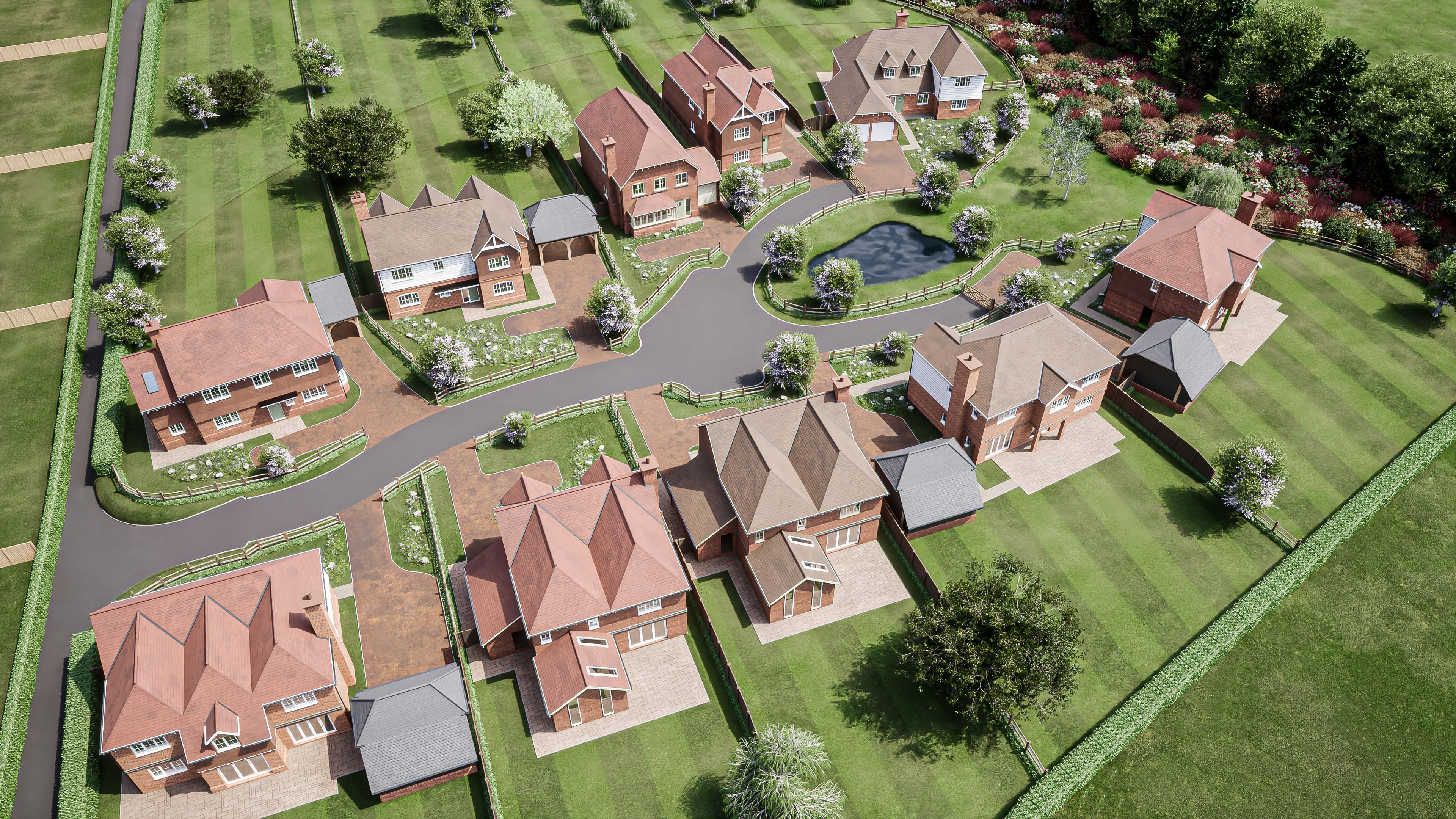 Aerial view of a large new-build housing estate, representing major new homes proposed for a town