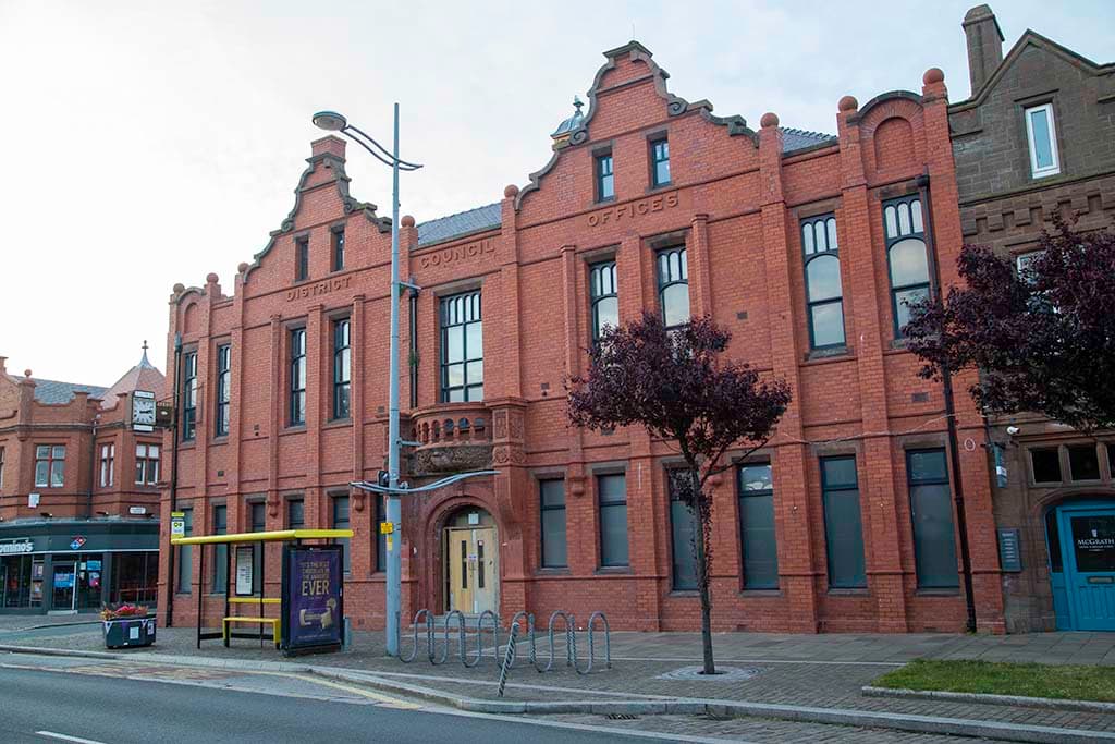 The exterior of a district council offices building in England