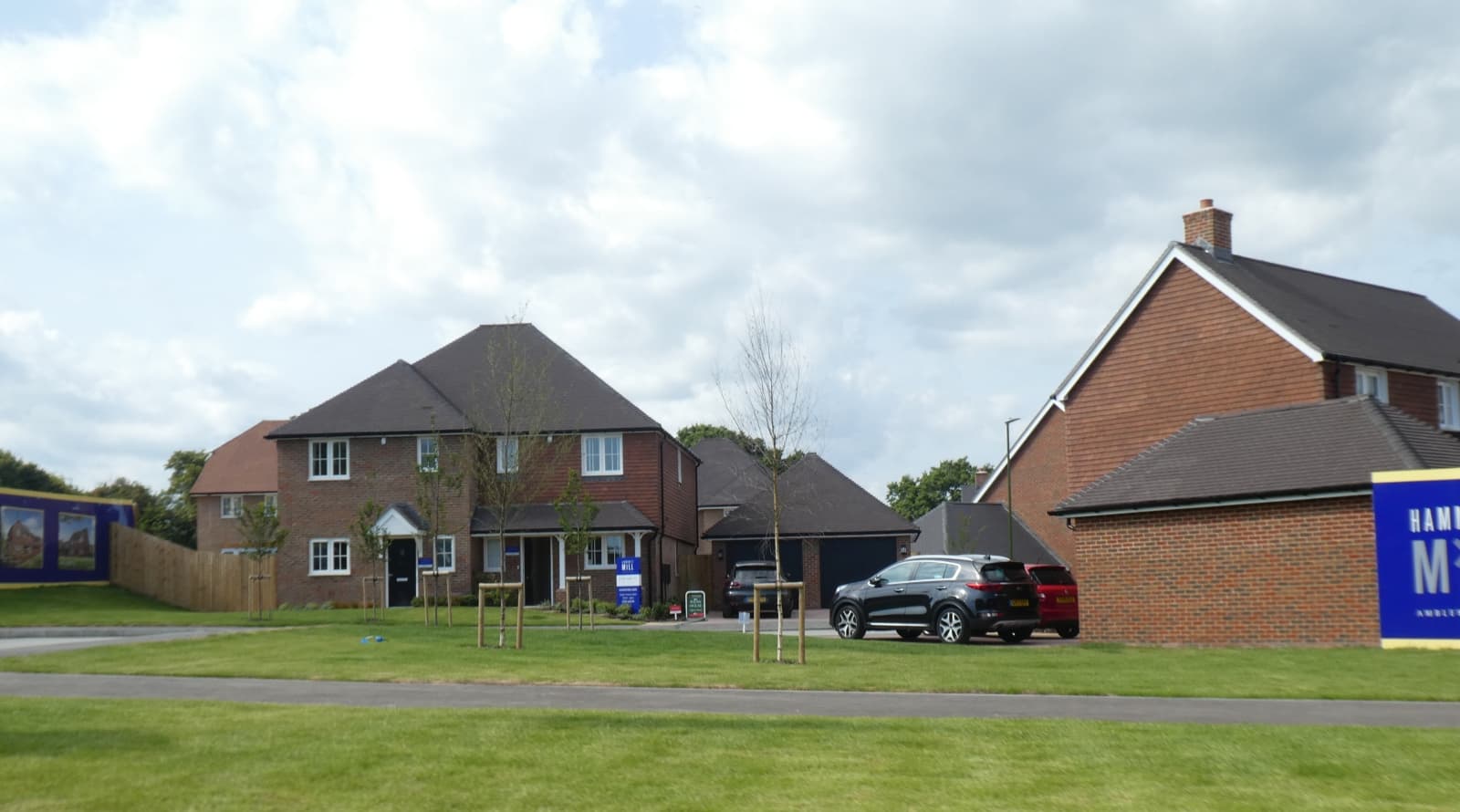 Newly built houses on a modern housing estate in Billingshurst, West Sussex