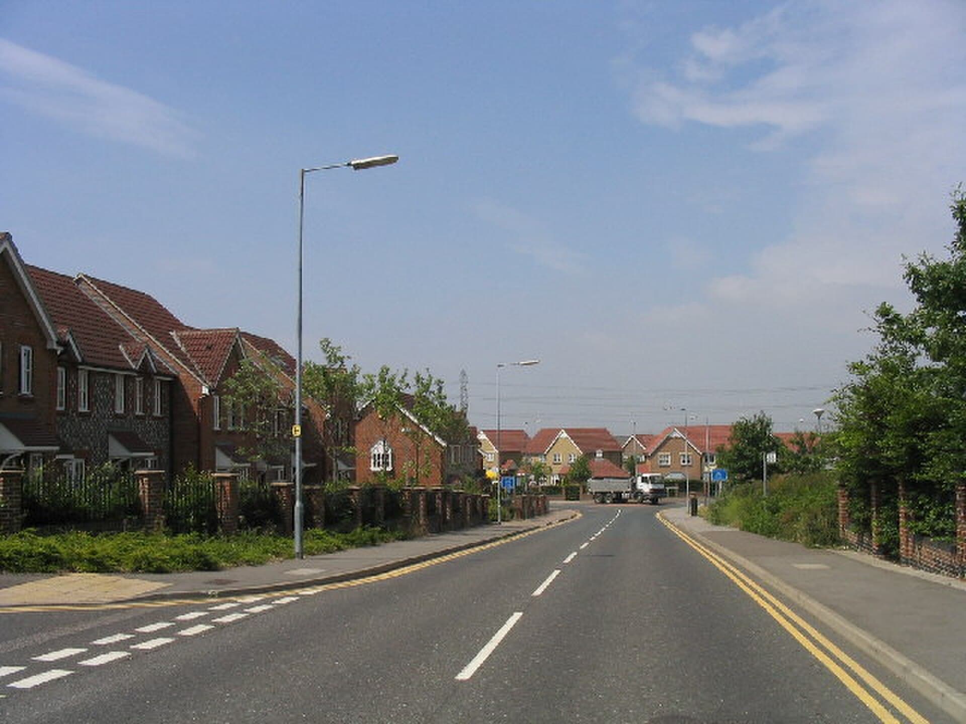 A new housing estate of modern brick houses in Thurrock, Essex